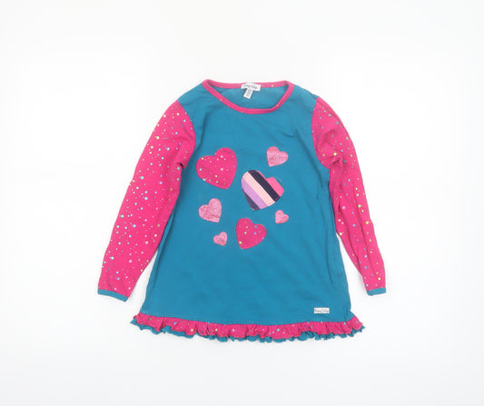 Happy Calegi Girls Multicoloured 5 Years Tunic Top with Glitter Hearts