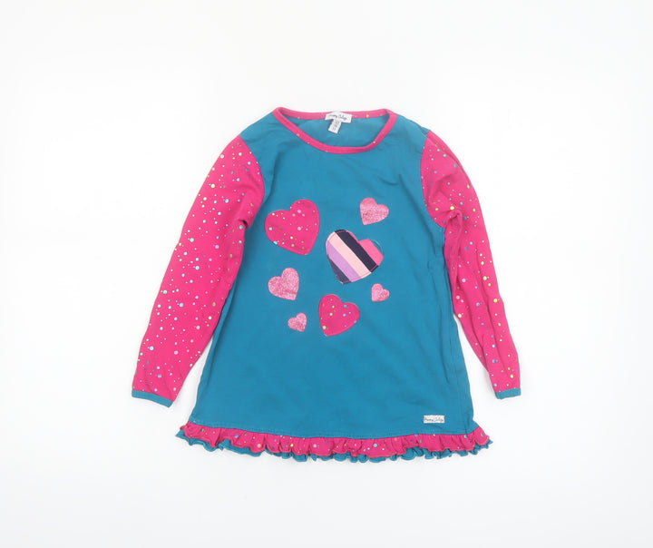 Happy Calegi Girls Multicoloured 5 Years Tunic Top with Glitter Hearts