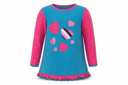 Happy Calegi Girls Multicoloured 5 Years Tunic Top with Glitter Hearts