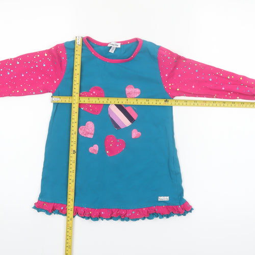 Happy Calegi Girls Multicoloured 5 Years Tunic Top with Glitter Hearts