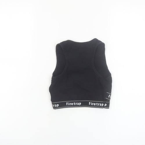 Firetrap Girls Black Cropped Tank Top 7-8 Years Logo Elastic Sports Style