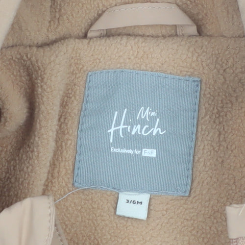 Mini Hinch Beige Quilted Hooded Coverall 3-6 Months Unisex Baby