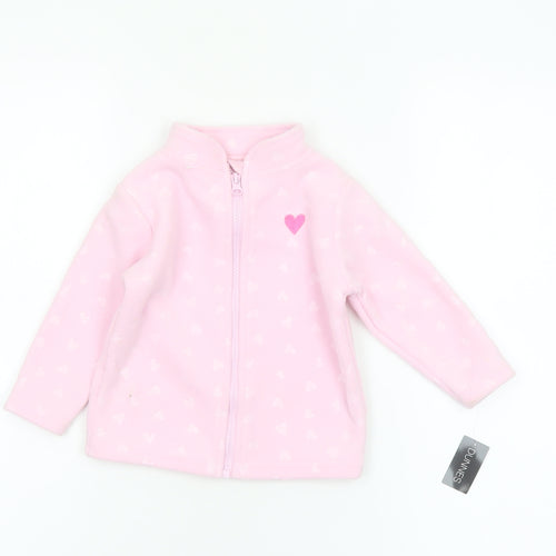 Dunnes Stores Girls Pink Fleece Heart Zip Jacket 9-12 Months