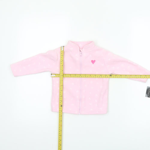 Dunnes Stores Girls Pink Fleece Heart Zip Jacket 9-12 Months