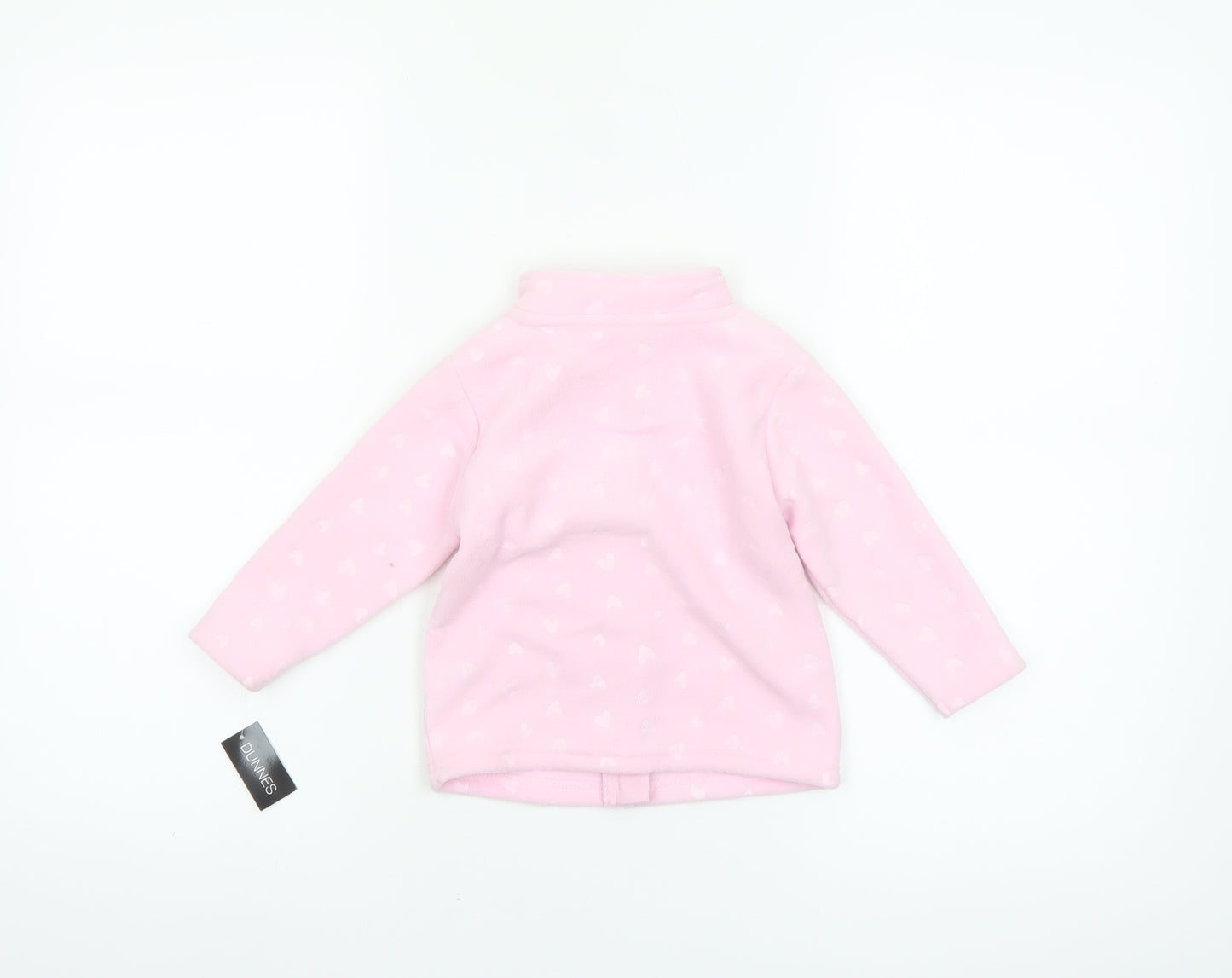 Dunnes Stores Girls Pink Fleece Heart Zip Jacket 9-12 Months