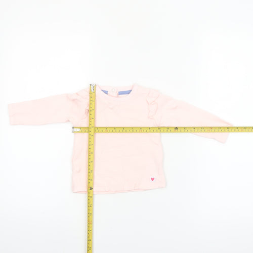 Dunnes Stores Baby Pink Long Sleeve Ruffle Cotton T-Shirt 9-12 Months