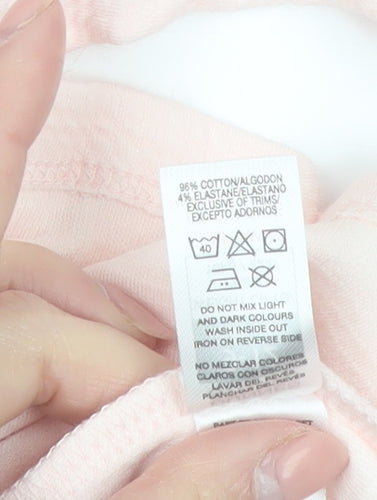 Dunnes Stores Baby Pink Long Sleeve Ruffle Cotton T-Shirt 9-12 Months