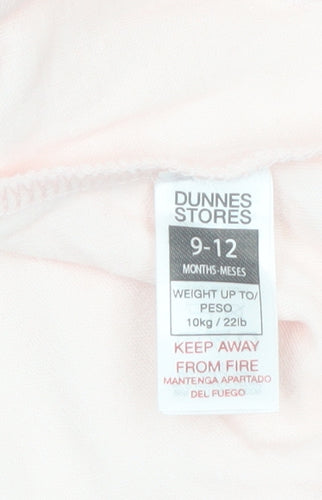 Dunnes Stores Baby Pink Long Sleeve Ruffle Cotton T-Shirt 9-12 Months