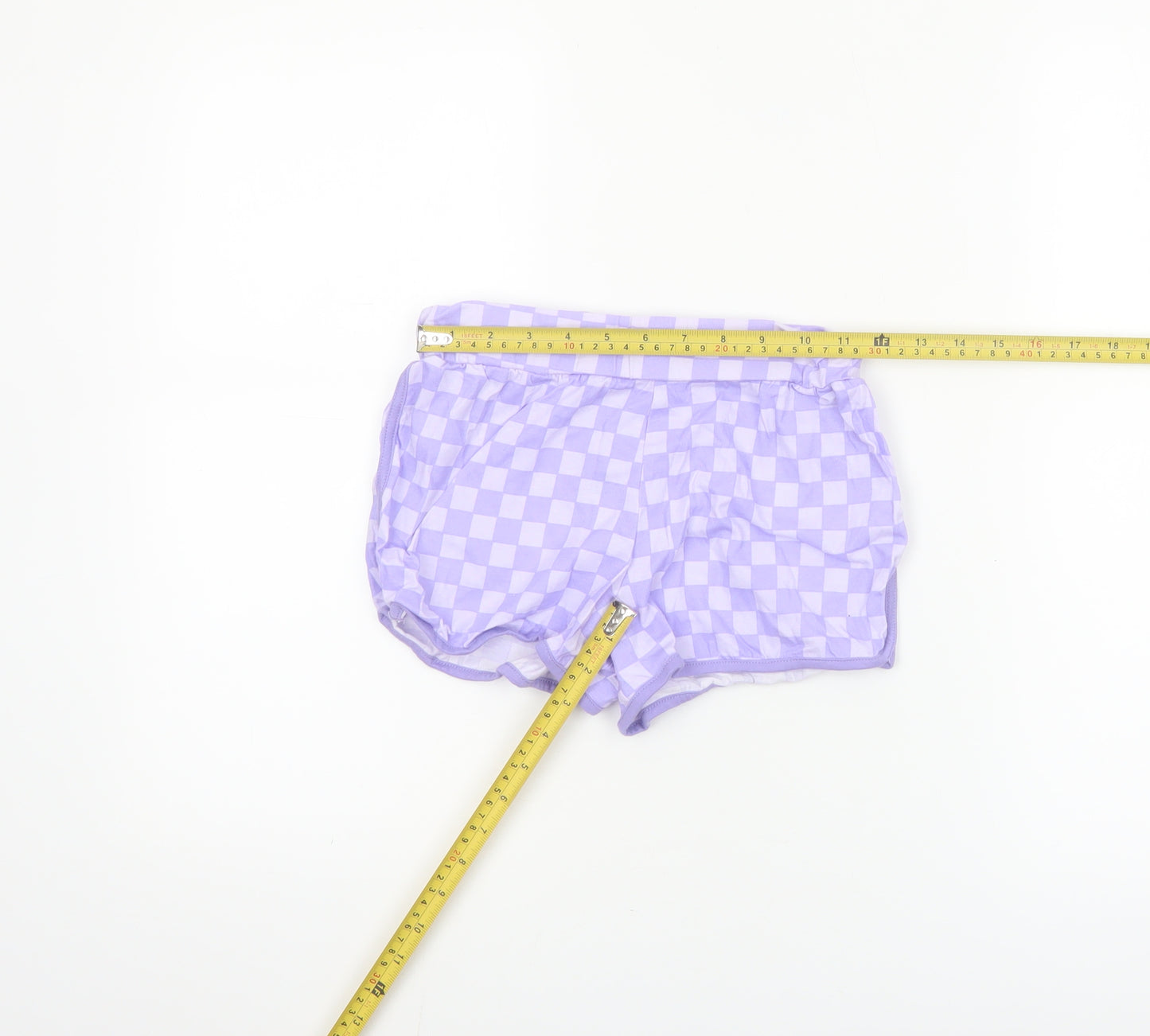 Dunnes Stores Girls Purple Check Cotton Hot Pants Shorts 9-10 Years