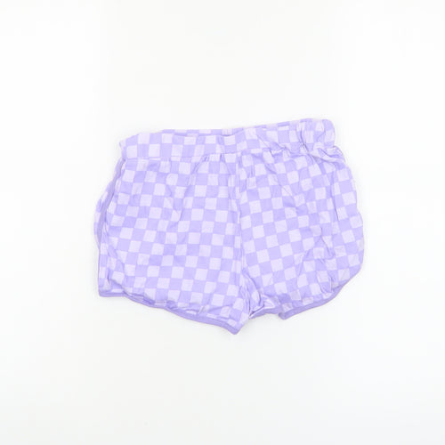 Dunnes Stores Girls Purple Check Cotton Hot Pants Shorts 9-10 Years