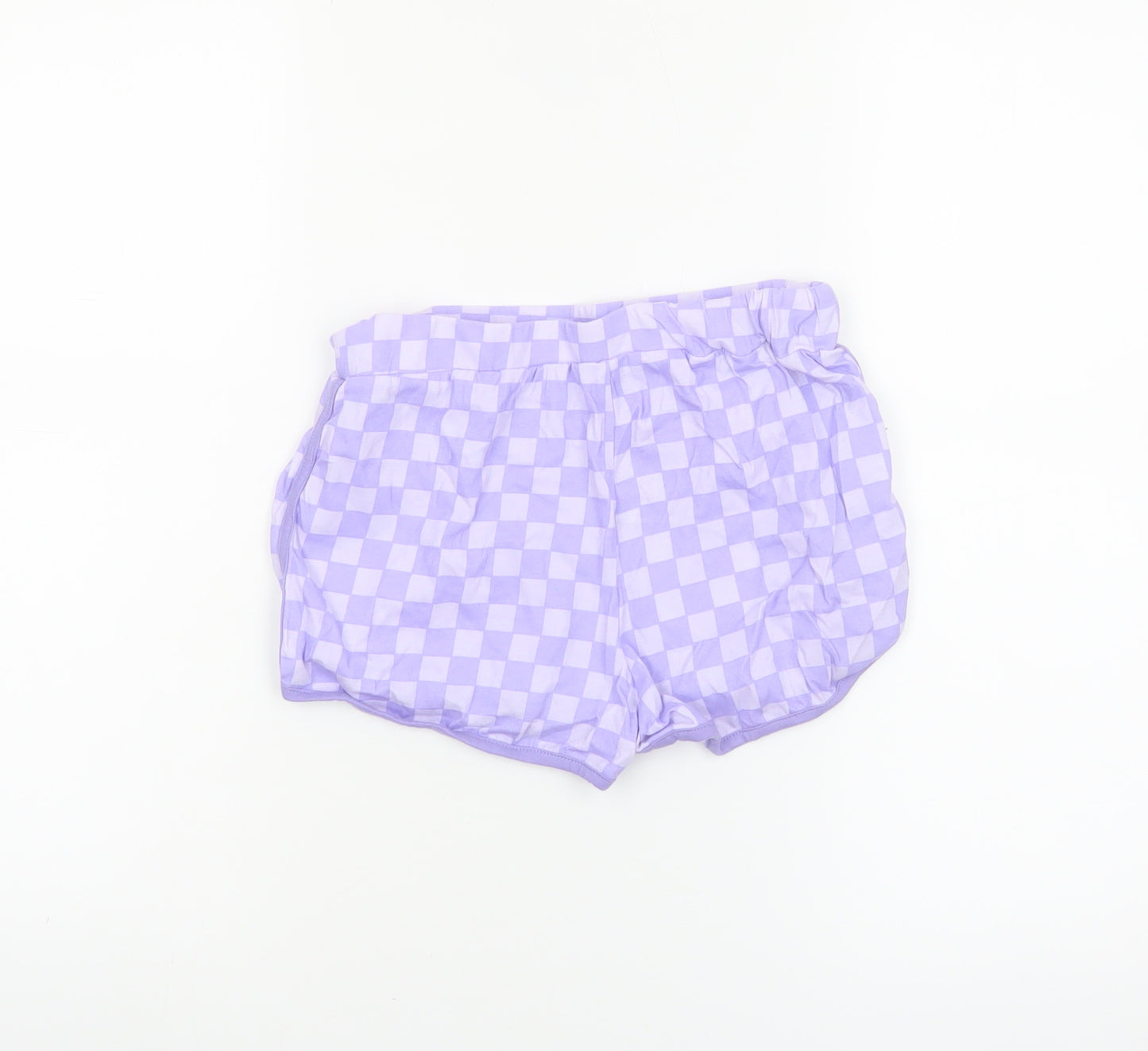 Dunnes Stores Girls Purple Check Cotton Hot Pants Shorts 9-10 Years