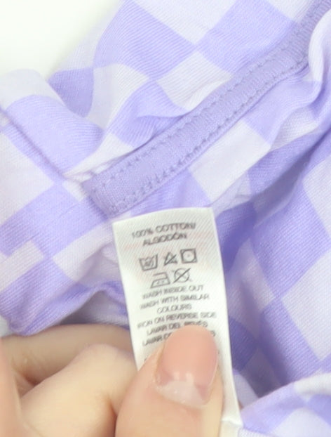 Dunnes Stores Girls Purple Check Cotton Hot Pants Shorts 9-10 Years