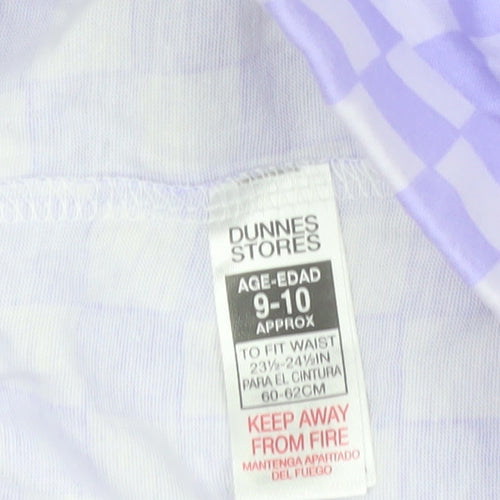 Dunnes Stores Girls Purple Check Cotton Hot Pants Shorts 9-10 Years