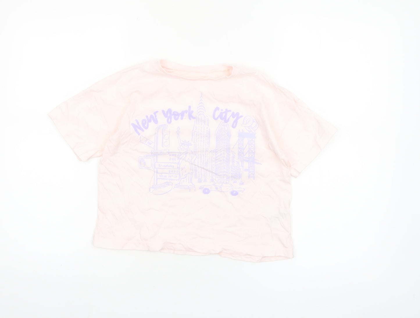 Dunnes Stores Girls Pink New York City Graphic T-Shirt 9-10 Years