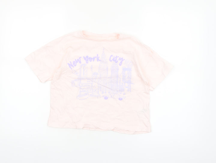 Dunnes Stores Girls Pink New York City Graphic T-Shirt 9-10 Years