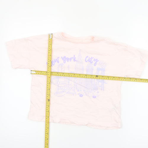 Dunnes Stores Girls Pink New York City Graphic T-Shirt 9-10 Years