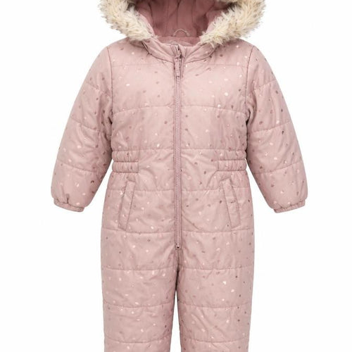 Tu Girls Pink Hooded Faux Fur Trim Puffer Snowsuit 3-4 Years Winter Warm