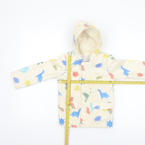 George Girls Beige Dinosaur Print Hooded Rain Coat 2-3 Years