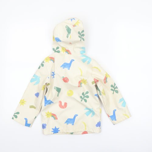 George Girls Beige Dinosaur Print Hooded Rain Coat 2-3 Years