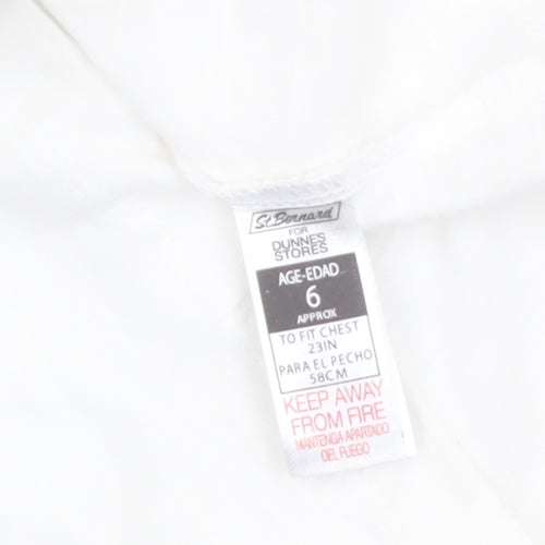 St. Bernard Girls White Graphic Long Sleeve Cotton T-Shirt Age 6
