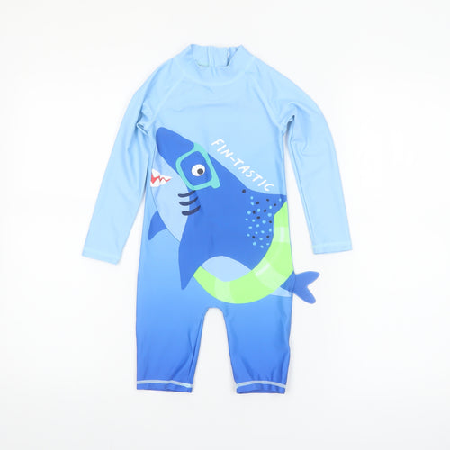 Dunnes Stores Boys Blue Shark One Piece Wetsuit 2-3 Years UV-Protection