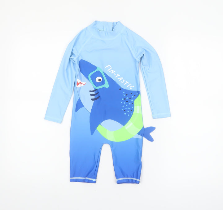 Dunnes Stores Boys Blue Shark One Piece Wetsuit 2-3 Years UV-Protection