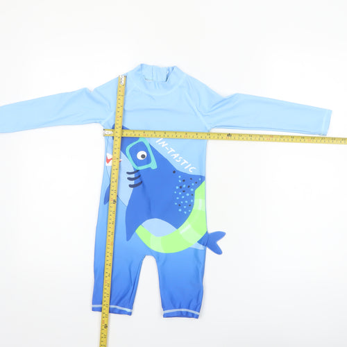 Dunnes Stores Boys Blue Shark One Piece Wetsuit 2-3 Years UV-Protection