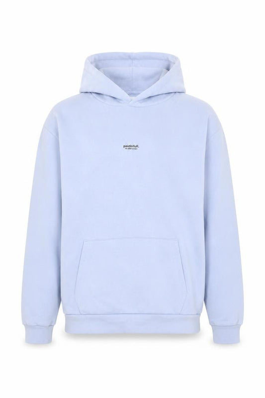 Front view of Paidinfull Men’s Blue Pullover Hoodie L Regular Cotton Logo