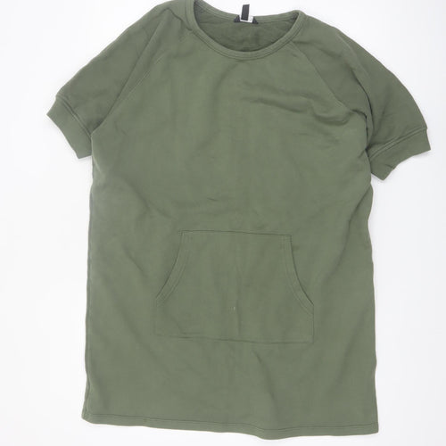 Baukjen Women Khaki Green Short Sleeve Pullover Sweatshirt Tunic UK 12