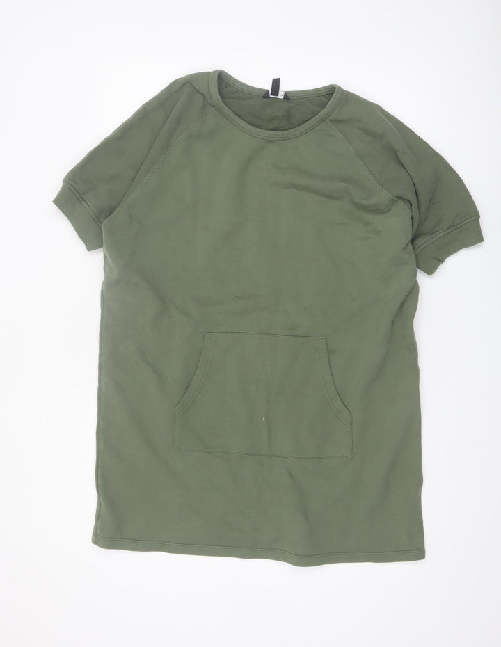 Baukjen Women Khaki Green Short Sleeve Pullover Sweatshirt Tunic UK 12