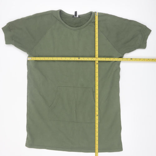 Baukjen Women Khaki Green Short Sleeve Pullover Sweatshirt Tunic UK 12