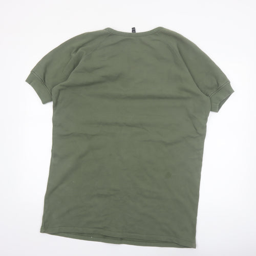 Baukjen Women Khaki Green Short Sleeve Pullover Sweatshirt Tunic UK 12
