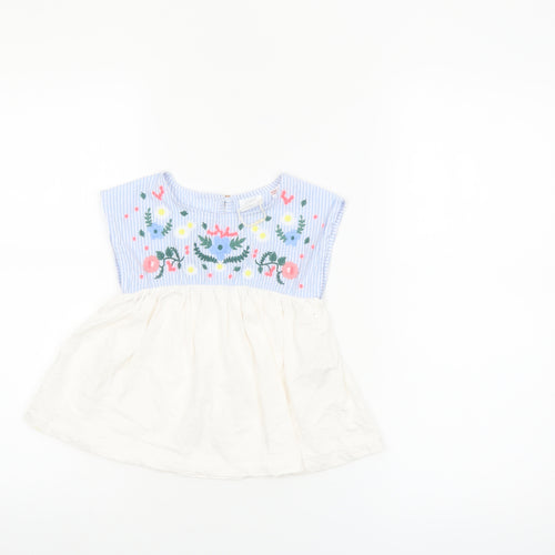 Zara Girls Multicoloured Embroidered Cotton Tunic Blouse 3-4 Years