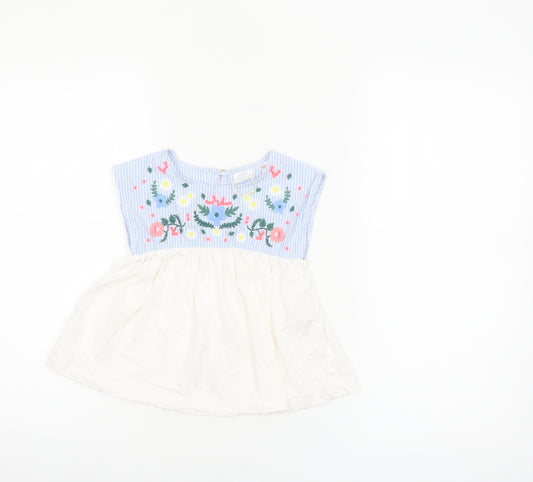 Front view of Zara girls’ multicoloured embroidered cotton tunic blouse 3-4 years