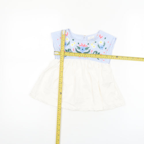 Zara Girls Multicoloured Embroidered Cotton Tunic Blouse 3-4 Years
