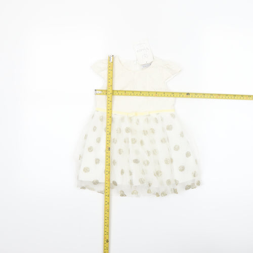 Visara Girls Ivory Gold Polka Dot Tutu Dress 9-12 Months Party Wear