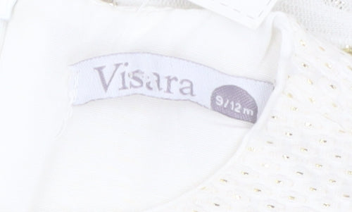 Visara Girls Ivory Gold Polka Dot Tutu Dress 9-12 Months Party Wear