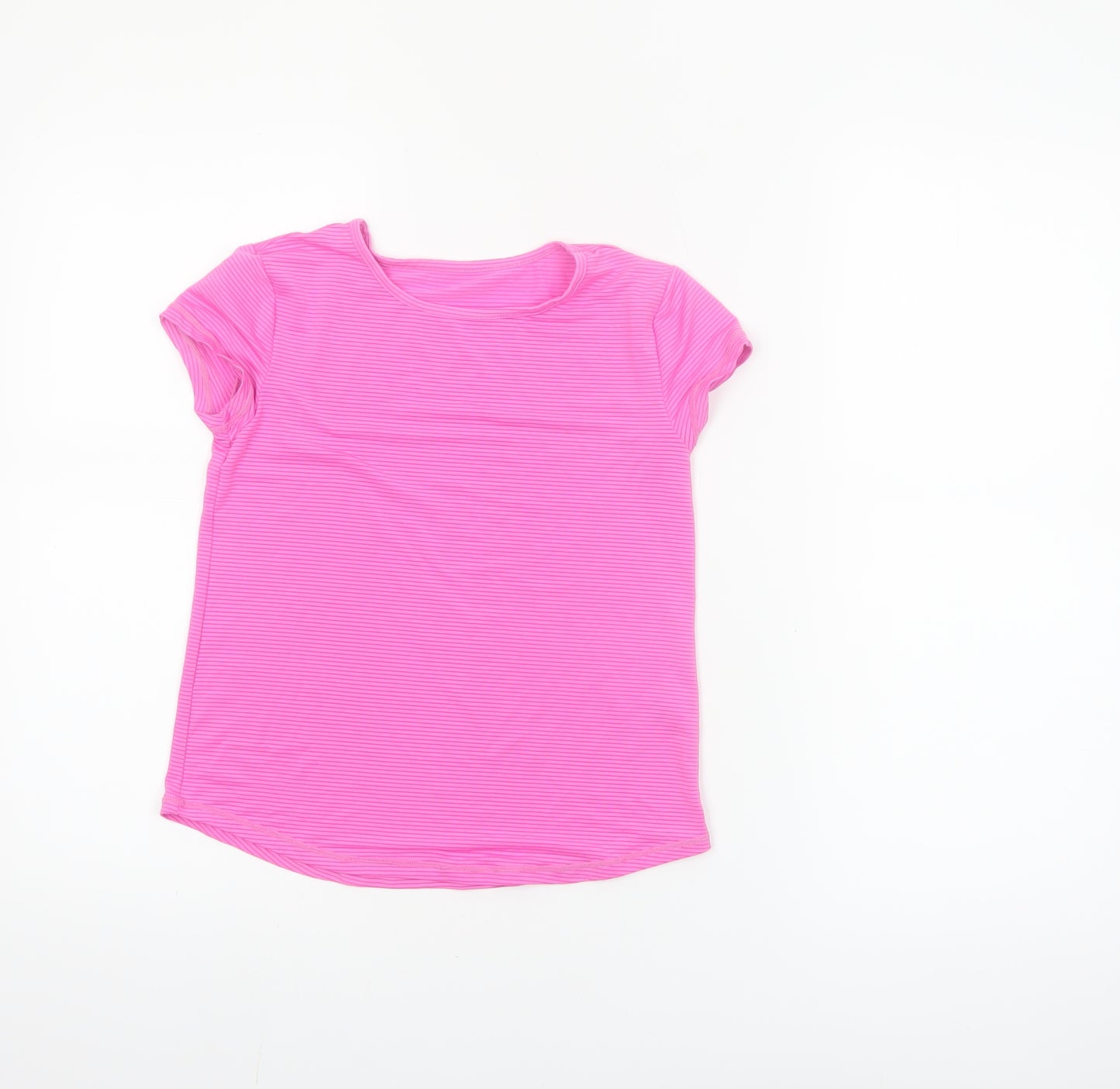St. Bernard Girls Pink Striped Short Sleeve T-Shirt Age 7-8 Years Polyester Blend