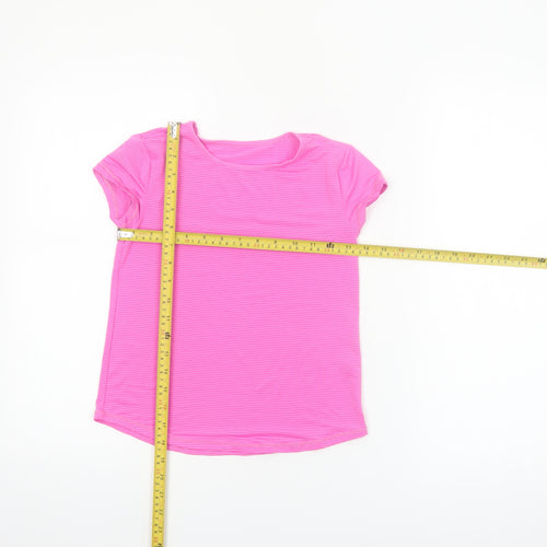 St. Bernard Girls Pink Striped Short Sleeve T-Shirt Age 7-8 Years Polyester Blend