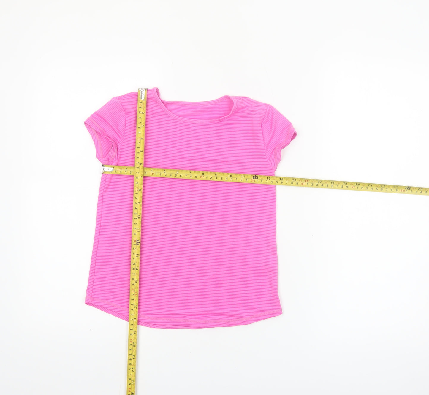 St. Bernard Girls Pink Striped Short Sleeve T-Shirt Age 7-8 Years Polyester Blend