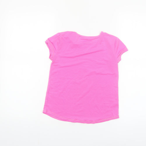 St. Bernard Girls Pink Striped Short Sleeve T-Shirt Age 7-8 Years Polyester Blend
