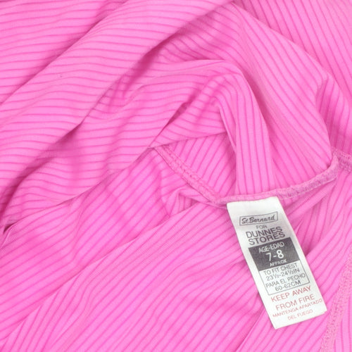 St. Bernard Girls Pink Striped Short Sleeve T-Shirt Age 7-8 Years Polyester Blend