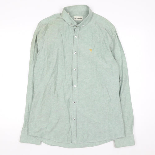 Tom Penn Men's Green Long Sleeve Button-Down Casual Shirt L