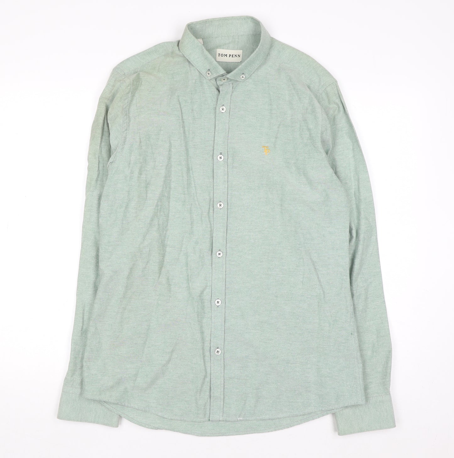 Tom Penn Men's Green Long Sleeve Button-Down Casual Shirt L