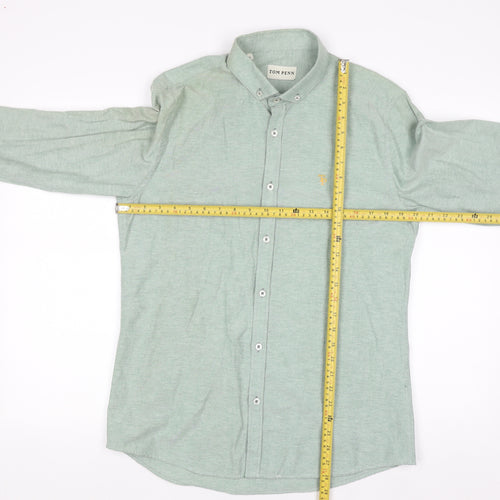 Tom Penn Men's Green Long Sleeve Button-Down Casual Shirt L