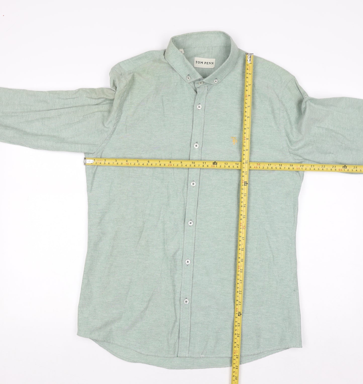 Tom Penn Men's Green Long Sleeve Button-Down Casual Shirt L
