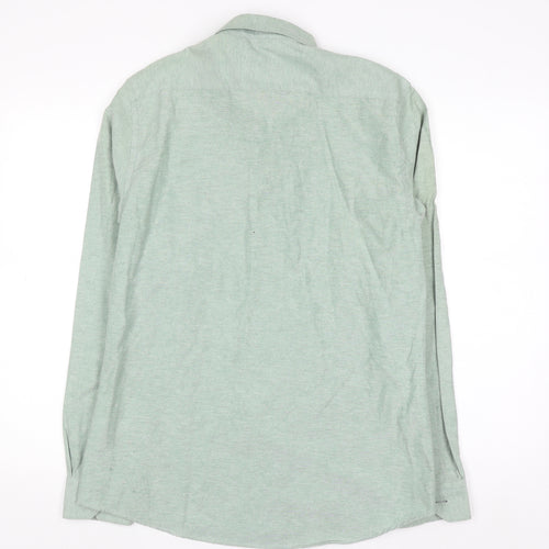 Tom Penn Men's Green Long Sleeve Button-Down Casual Shirt L