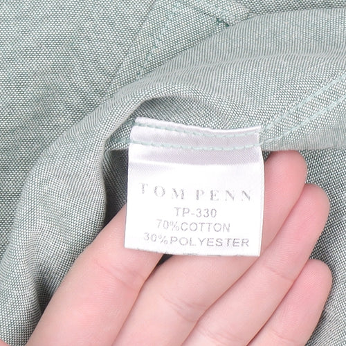 Tom Penn Men's Green Long Sleeve Button-Down Casual Shirt L