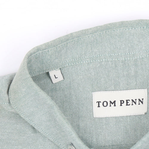 Tom Penn Men's Green Long Sleeve Button-Down Casual Shirt L