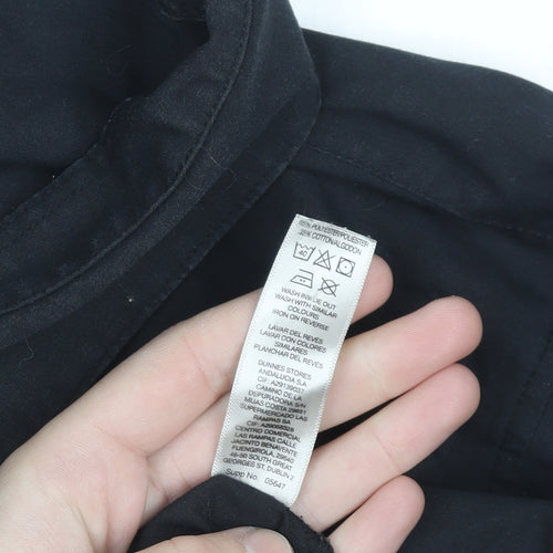 Dunnes Stores Women's Black Long Sleeve Cotton Blend Button-Up Shirt Size 12